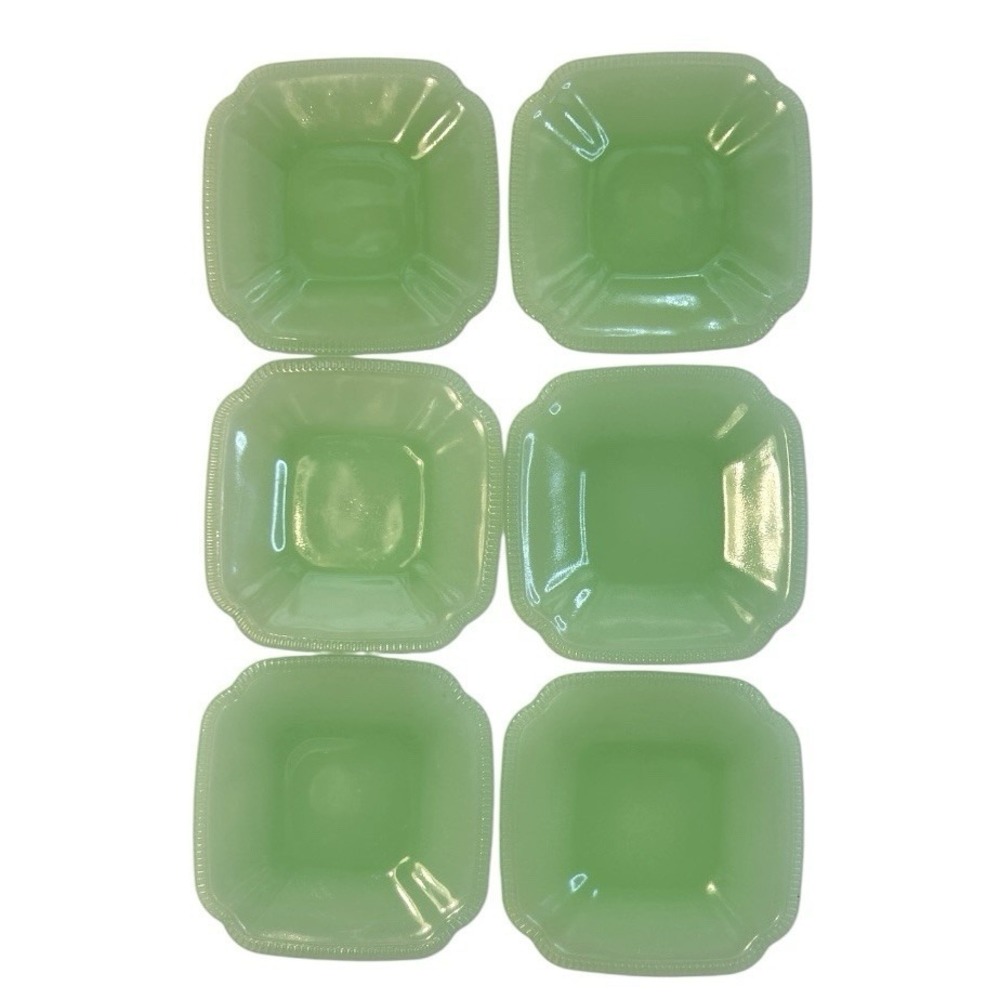 6 HEARTH & HAND Magnolia Green Jadeite Glass Plates 6" Appetizer Farmhouse Decor - Picture 2 of 7